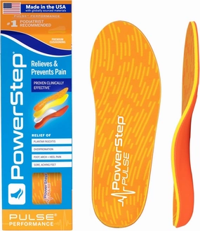 PowerStep Insoles, Pulse Performance, Running Shoe Pain Relief Insert, Athletic Arch Support Orthotic for Women and Men - Made in The USA (M 10-10.5, F 12)