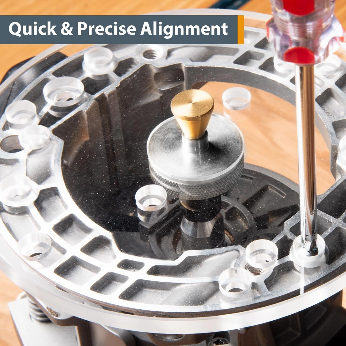 POWERTEC Router Base Plate 6-1/2" w/Centering Pin & Mounting Screws, Predrilled Holes - Clear Acrylic Sub Base, Fits Listed Bosch, Dewalt, Milwaukee, Porter Cable, Makita, Craftsman & More (71022)