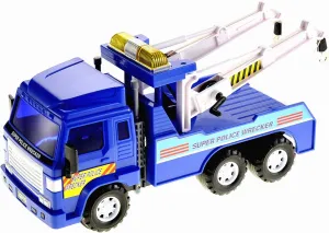 PowerTRC Police Tow Truck Toy for Boys Ages 3-5 | 13 inch Push & Go Realistic Friction Powered Wrecker with Working Winch Adjustable Double Hook Christmas Toy Gift