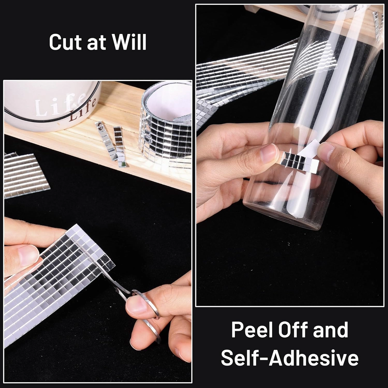 PP OPOUNT 16000 PCS Disco Ball Tiles - 1 Roll 5 x 5 mm Self-Adhesive Glass Mirror Tiles for DIY Disco Ball, Art Collage, Interior Decoration