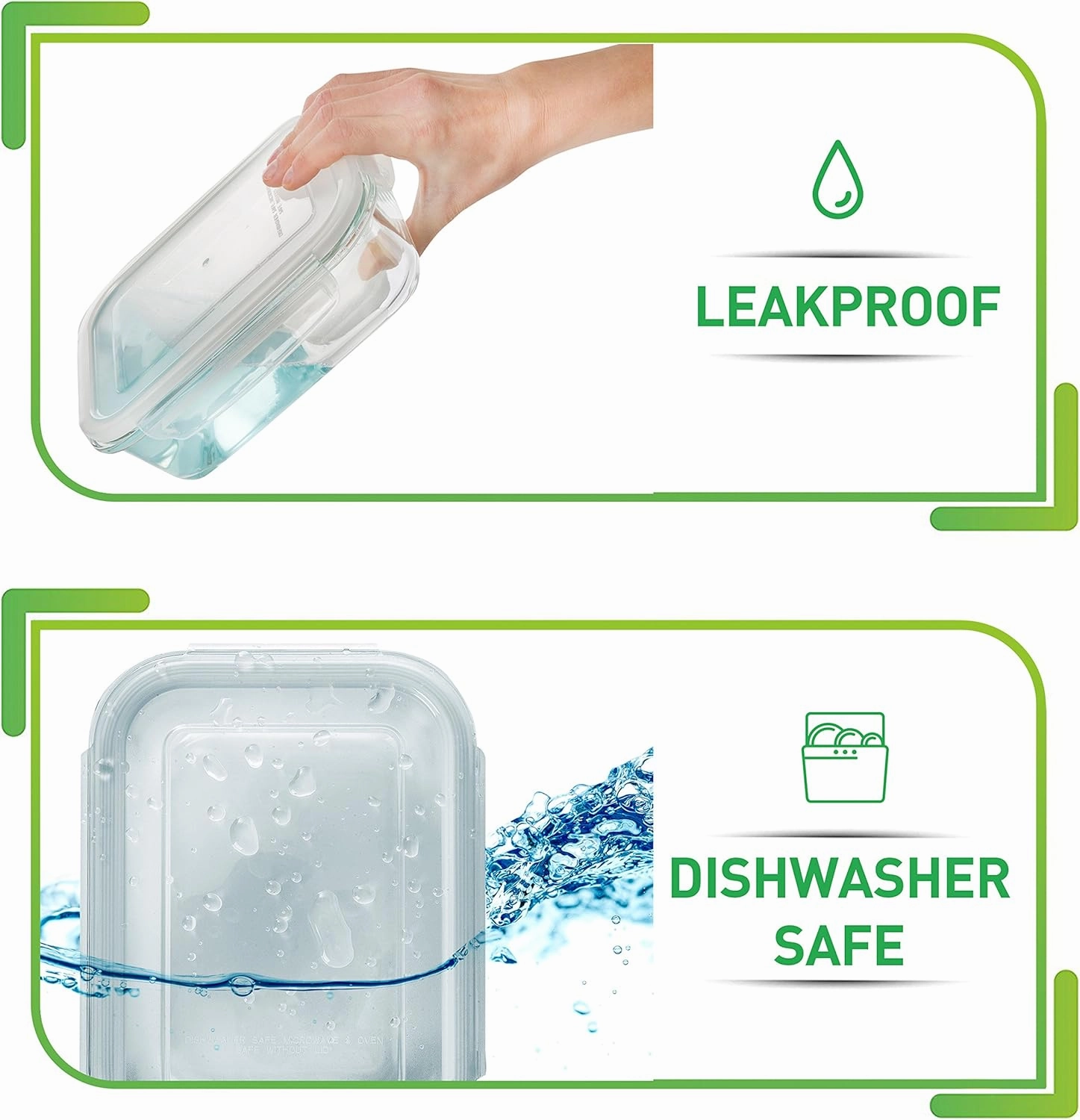 PrepNaturals 5 Pack 36 Oz Glass Meal Prep Containers - Dishwasher Microwave Freezer Oven Safe - Glass Storage Containers with Lids