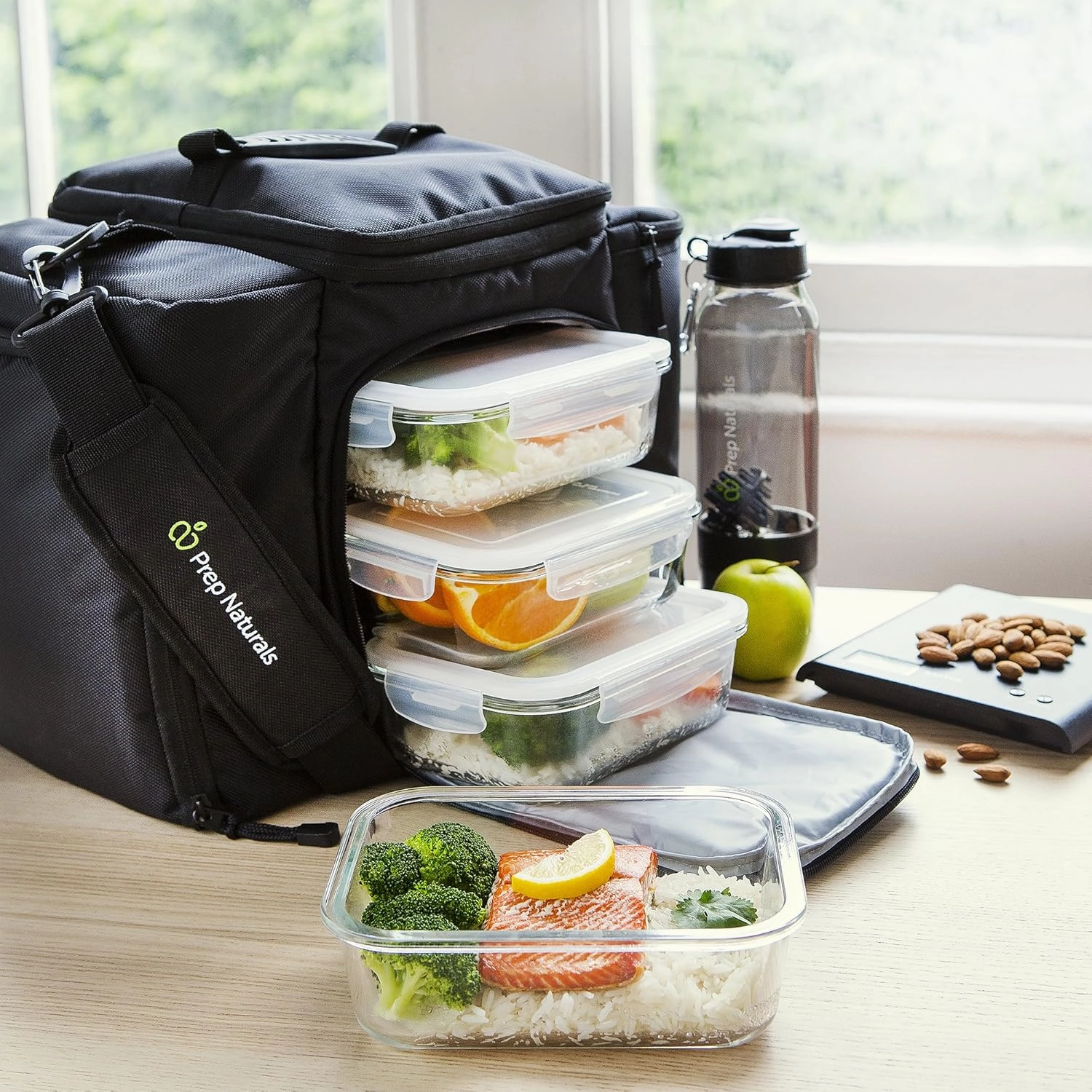 PrepNaturals 5 Pack 36 Oz Glass Meal Prep Containers - Dishwasher Microwave Freezer Oven Safe - Glass Storage Containers with Lids