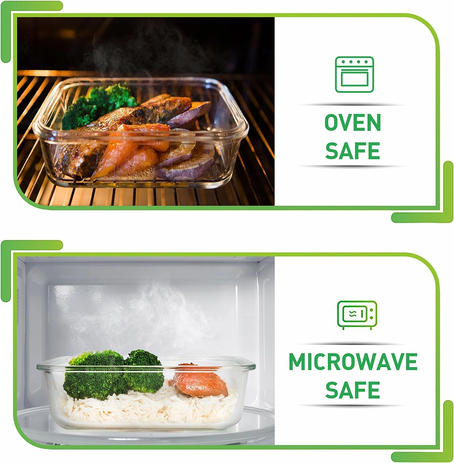 PrepNaturals 5 Pack 36 Oz Glass Meal Prep Containers - Dishwasher Microwave Freezer Oven Safe - Glass Storage Containers with Lids