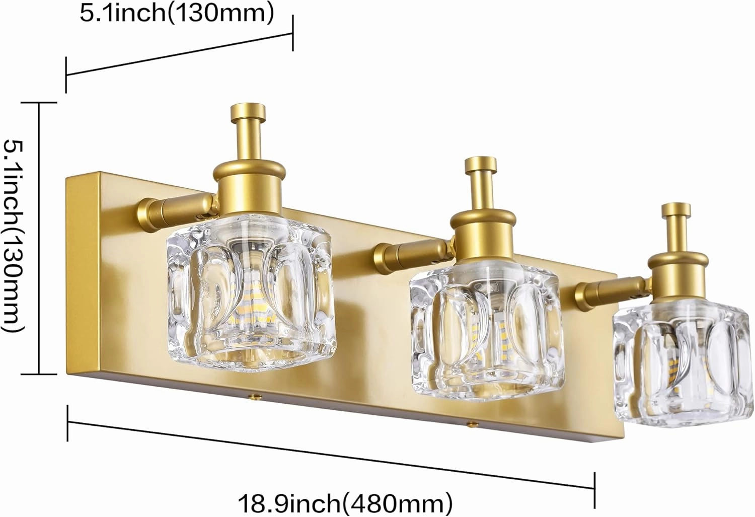 PRESDE Bathroom Vanity Lights Modern Crystal Gold 3 Light Bathroom Lights Fixtures Over Mirror Vanity Light for Bathroom(Exclude Bulb)