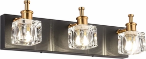 PRESDE Modern Black Bathroom Vanity Light Fixtures Over Mirror LED Crystal 3 Light Bath Wall Lighting(Exclude Bulb)
