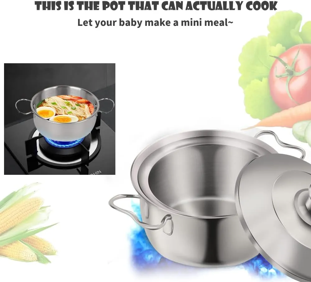 Pretend Play Kitchen Cooking Toys with Stainless Steel Cookware Play Pots and Pans Set，Cooking Utensils Kitchen Play Accessories Toys Cooking Pots for Toddlers Boys Girls for Kids