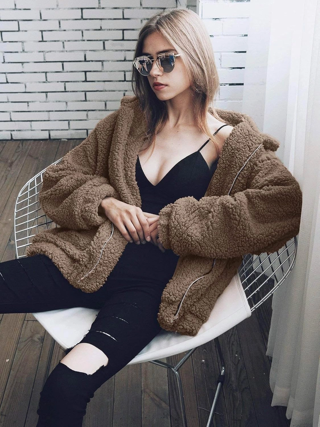 PRETTYGARDEN Women's Fashion Winter Coats Sherpa Fleece Faux Fur Shearling Oversized Trendy Jackets Warm Outerwear Clothing