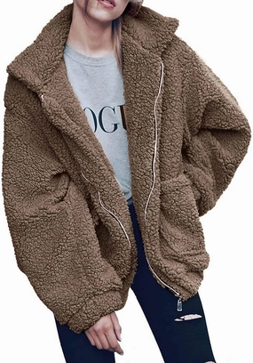 PRETTYGARDEN Women's Fashion Winter Coats Sherpa Fleece Faux Fur Shearling Oversized Trendy Jackets Warm Outerwear Clothing