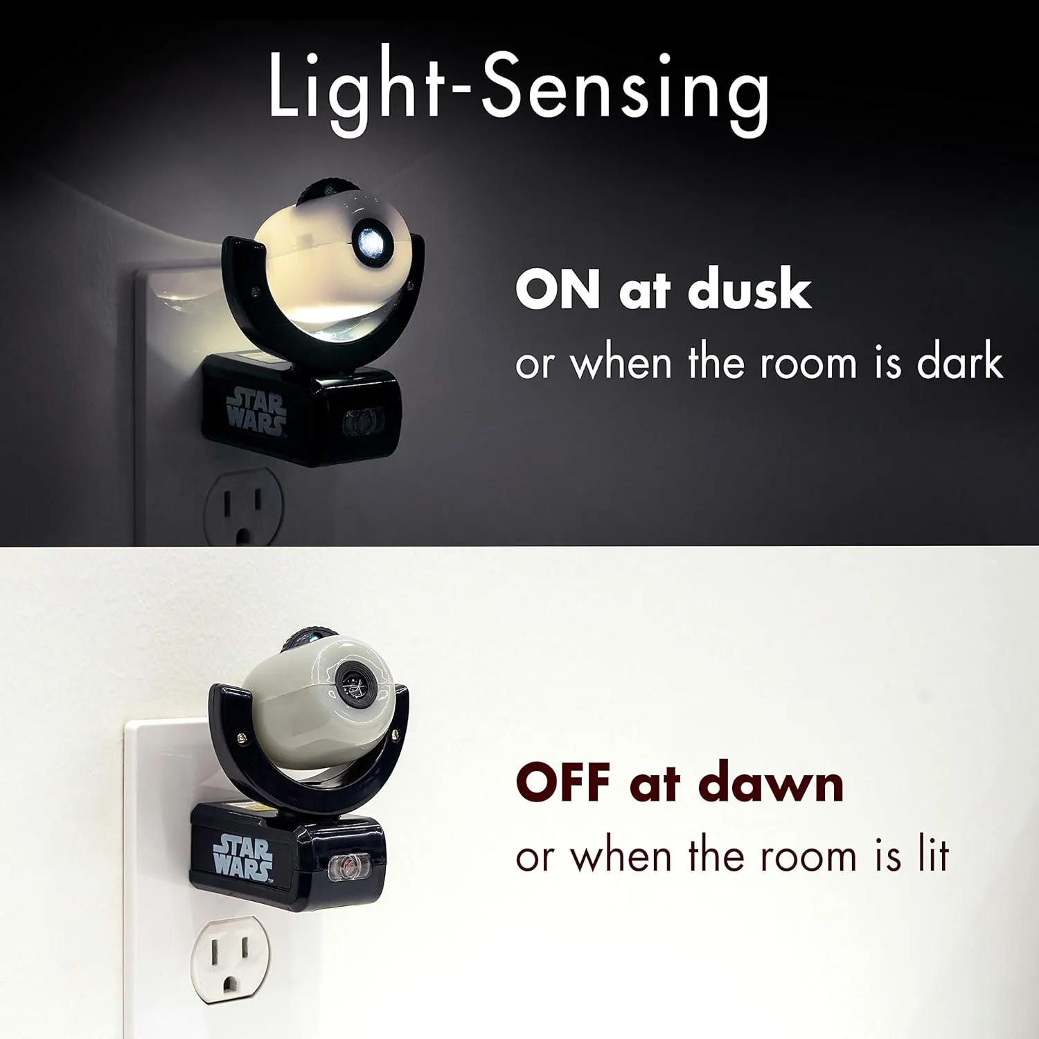 Projectables Star Wars LED Night Light Projector, Galaxy Projector, Plug-in, Dusk-to-Dawn,Mood Lighting, for Kids, Adults, Collectors, Game Room, Bedroom, Hallway, Nursery, 43646