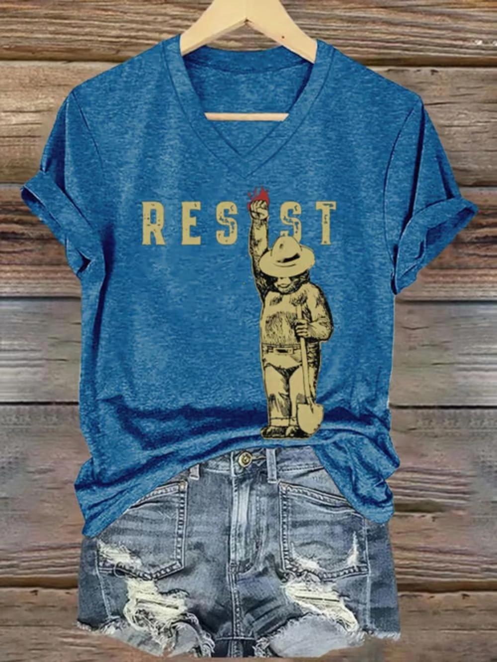 Protect Our National Parks Bear Resist V Neck Shirt Alt Resist Tshirt Women