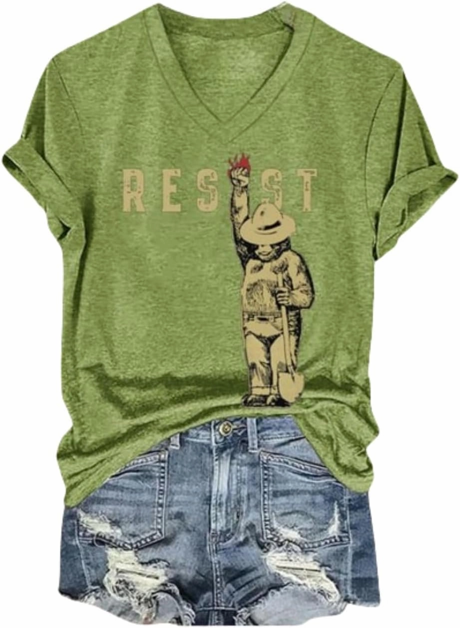 Protect Our National Parks Bear Resist V Neck Shirt Alt Resist Tshirt Women