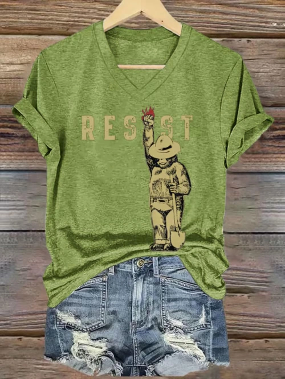 Protect Our National Parks Bear Resist V Neck Shirt Alt Resist Tshirt Women