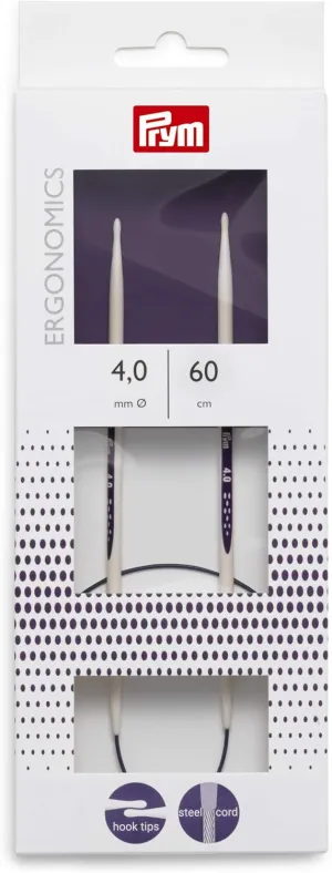 Prym 60 cm 4.00 mm Circular Knitting Pins/Needles, Ergonomic Design, 4mm x 60cm Length, 17 x 3 x 1 cm, Multi-Colour
