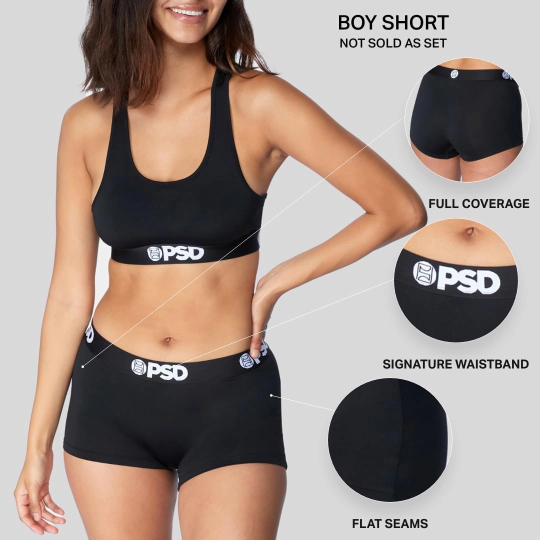 PSD Women's Hooters Boy Shorts - Full Coverage Women's Underwear - Comfortable Stretch Panties for Women