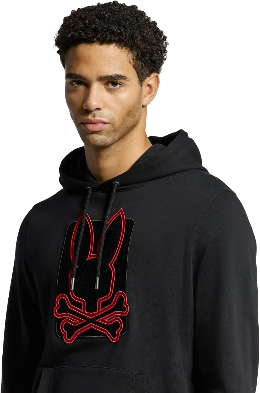 Psycho Bunny Men's Black Cotton French Terry Hoodie