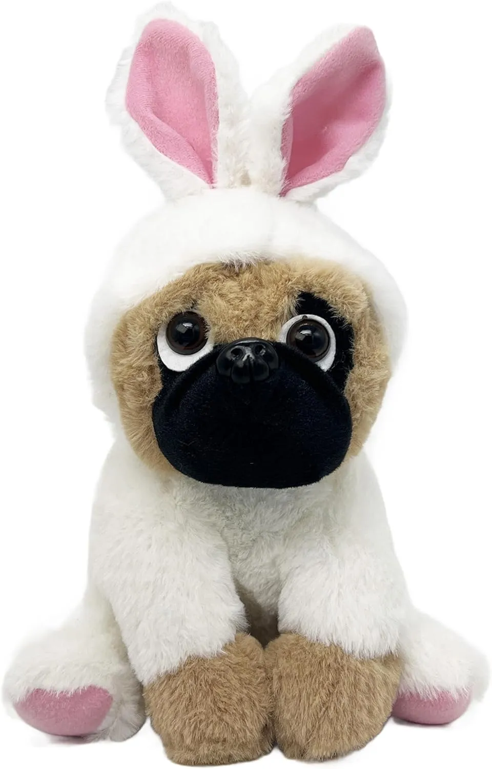 Pug Stuffed Animal Dog Puppy Soft Cuddly Animal Toy in Easter Bunny Costumes - Super Cute Quality Rabbit Dog Plush Children Easter Basket Stuffers Decoration