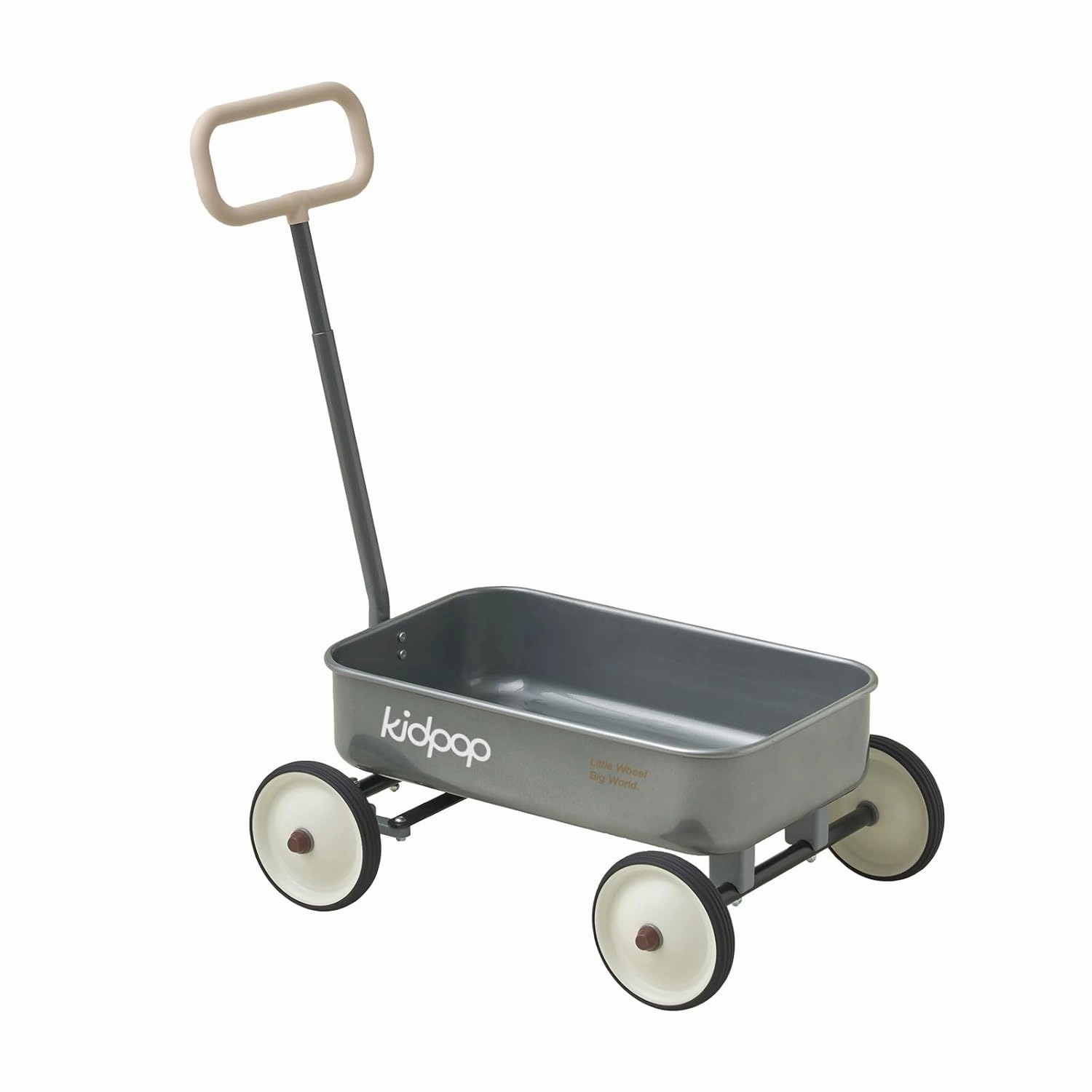PULA-Wild 2-in-1 Kids' Pull-Along Wagon Toddlers Push Walker for 2.5-8 Adjustable Handlebar, Birthday Gifts Max Weight 33 lbs (Grey)