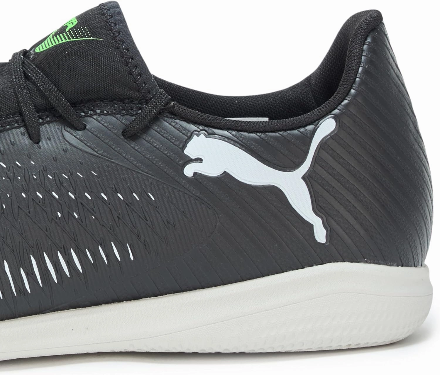 PUMA Men's Future 8 Play Indoor Soccer Shoes, Black-Cool Light Gray-Fluo Green, 11