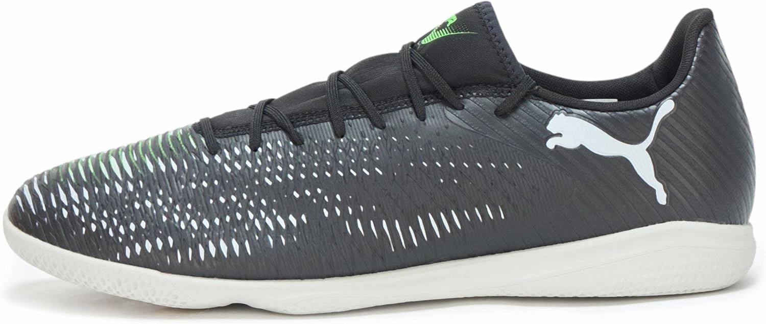 PUMA Men's Future 8 Play Indoor Soccer Shoes, Black-Cool Light Gray-Fluo Green, 11