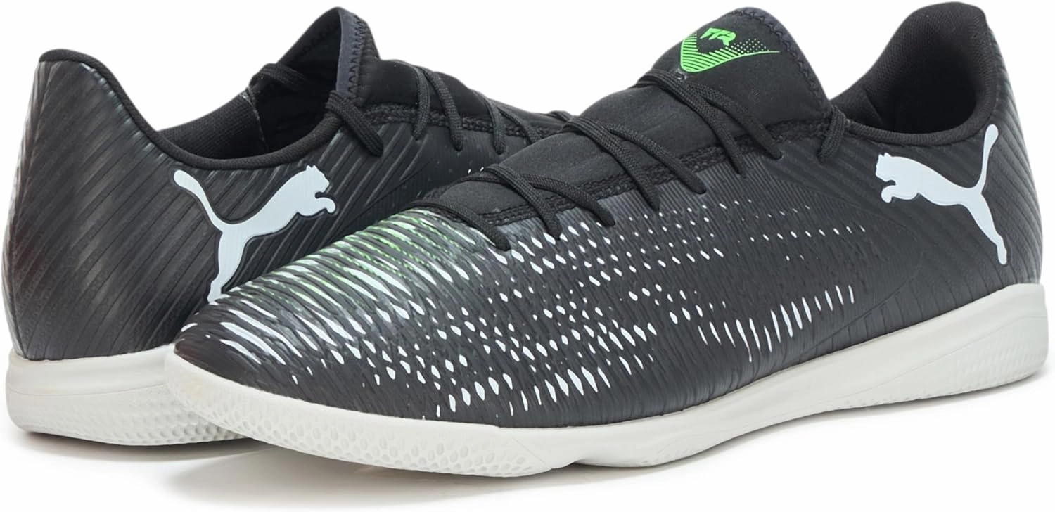 PUMA Men's Future 8 Play Indoor Soccer Shoes, Black-Cool Light Gray-Fluo Green, 11