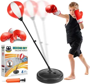Punching Bag for Kids, Kids Boxing Bag with Stand, 3 4 5 6 7 8 9 10 Years Old Adjustable Kids Punching Bag, Boxing Equipment for Kids with Boxing Gloves, Boxing Set as Boys & Girls Toys Gifts