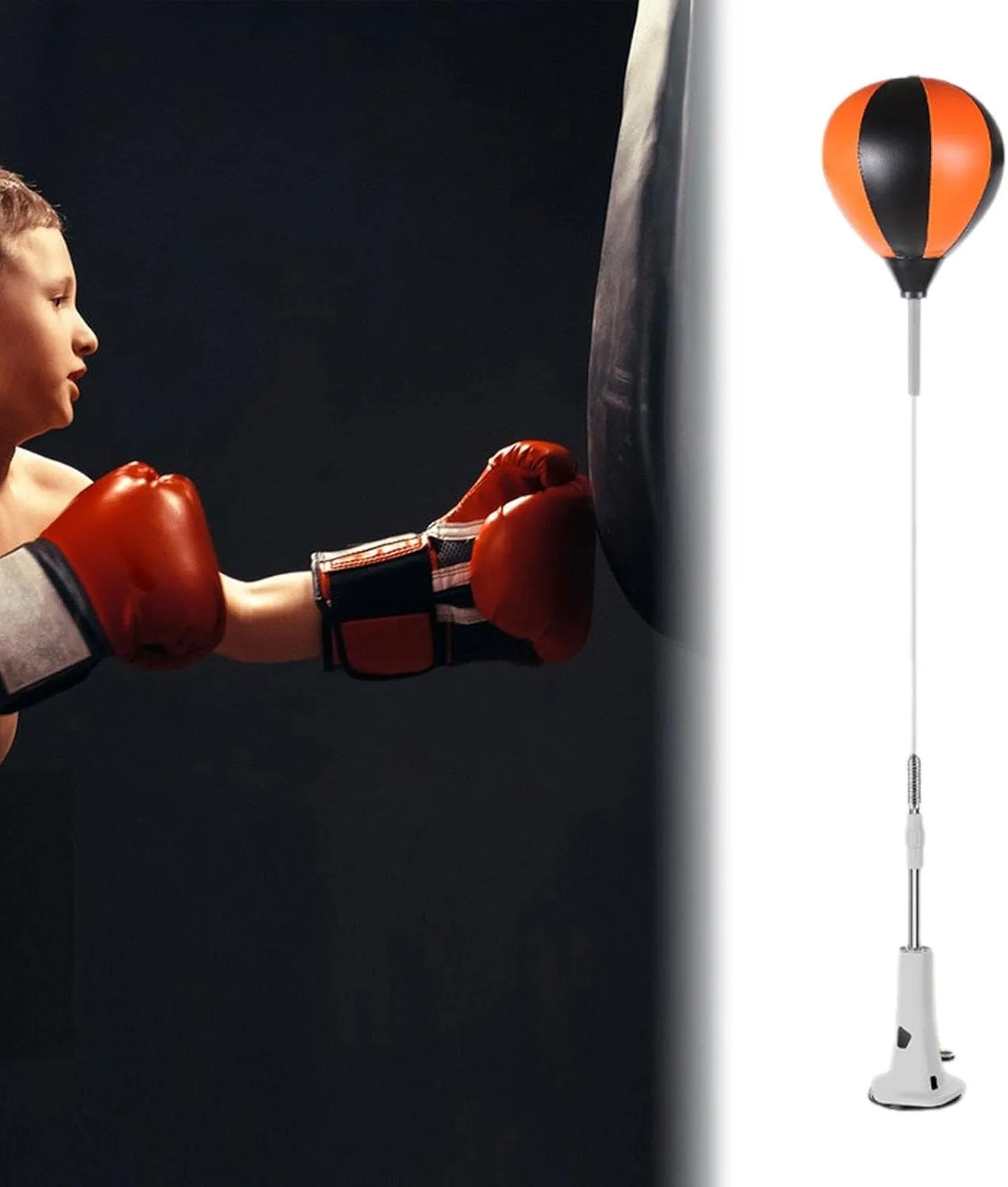 Punching Bag, Height Adjustable Boxing Set with Stand, Boxing Reaction Ball, Speed Bag Punching Equipment for MMA Home Gym Workout Fitness
