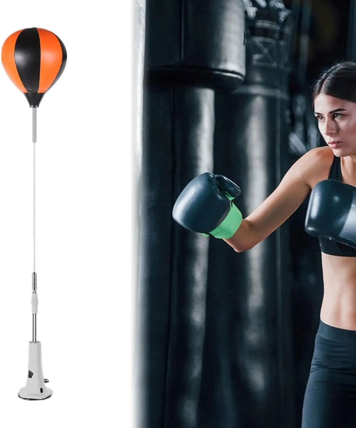 Punching Bag, Height Adjustable Boxing Set with Stand, Boxing Reaction Ball, Speed Bag Punching Equipment for MMA Home Gym Workout Fitness