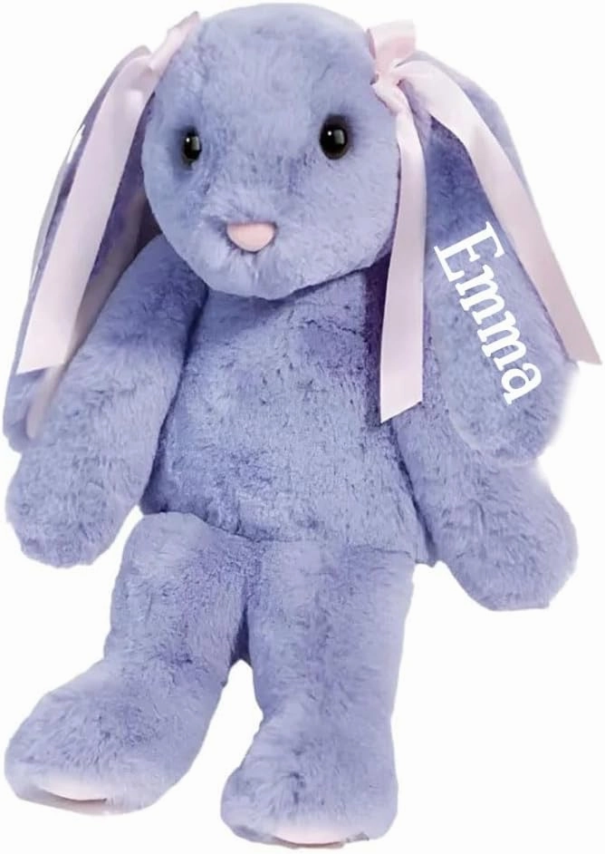 Purple Easter Bunny Floppy Ear Easter Basket Stuffer Spring Holiday Decoration Gift for Girls Personalized with Custom Name