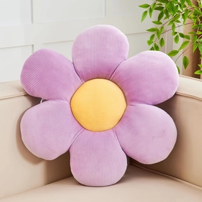 Purple Flower Pillow, Soft 19.6" Floral Plush Daisy Decorative Pillow for Bed, Sofa, Couch