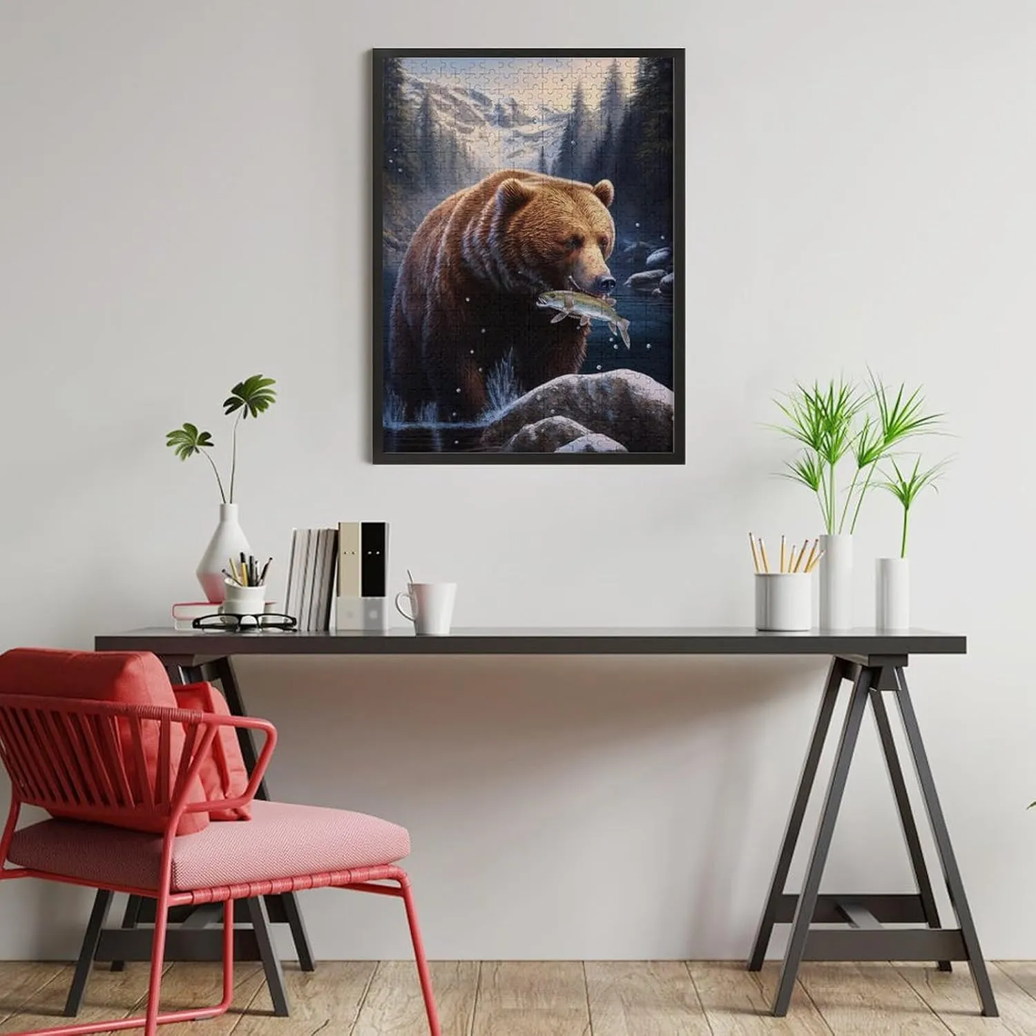 Puzzles for Adults 500 Pieces - Brown Bear Catching Fish Best Challenging Puzzles for Cognitive Workout - Safe Eco-Friendly - Most Popular Leisure Activities