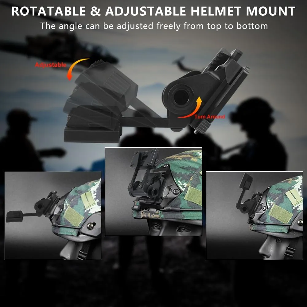 PVS15/18 Night Vision Goggles Metal Helmet Mount for L4G24 NVG, Rhino Adjustable Full Metal Aluminum Helmet Mount (Black)