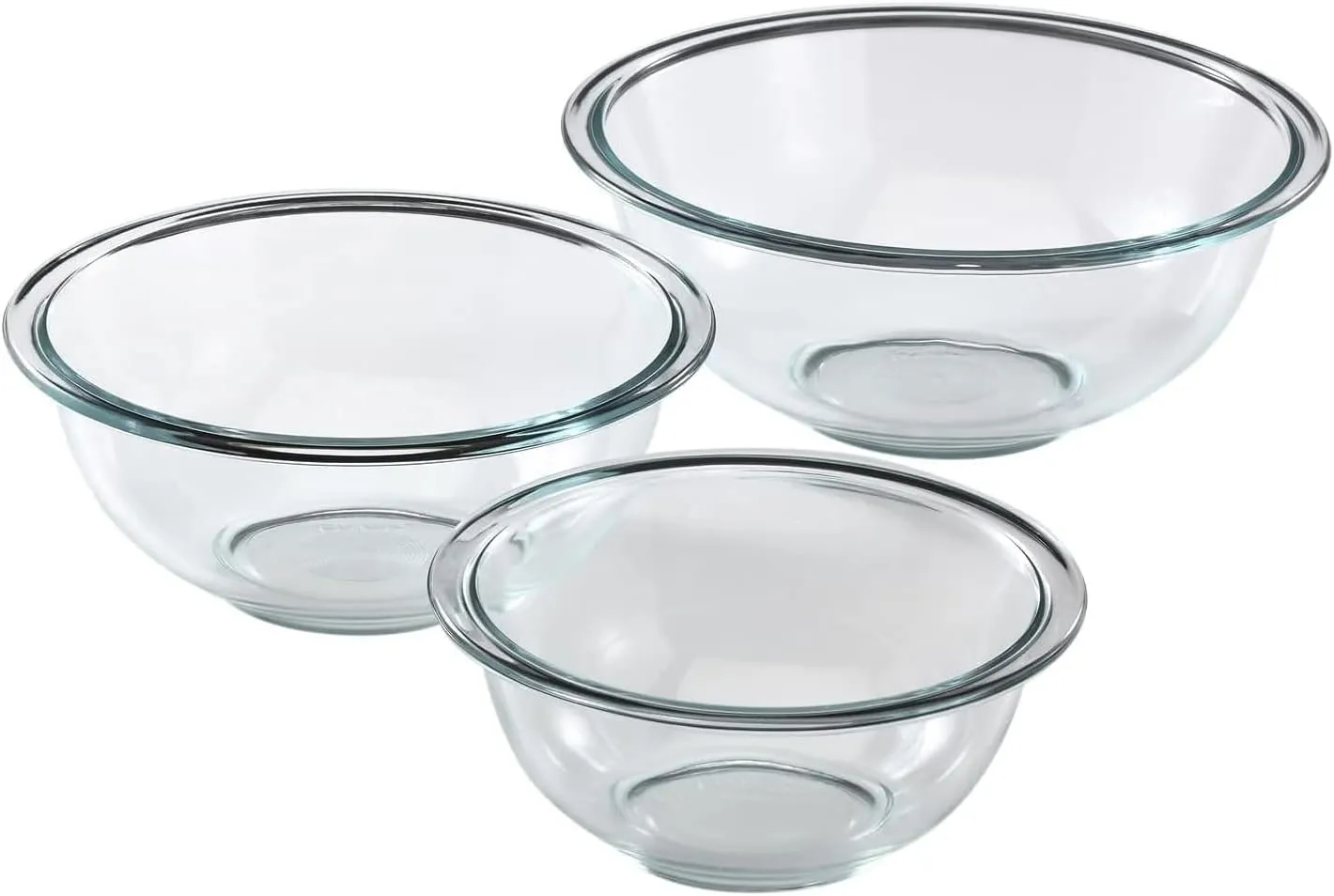 Pyrex Smart Essentials 3-Pack Prepware Mixing Bowl Set (1QT, 1.5QT, 2.5QT) Glass Mixing Bowls, Dishwasher, Microwave and Freezer Safe