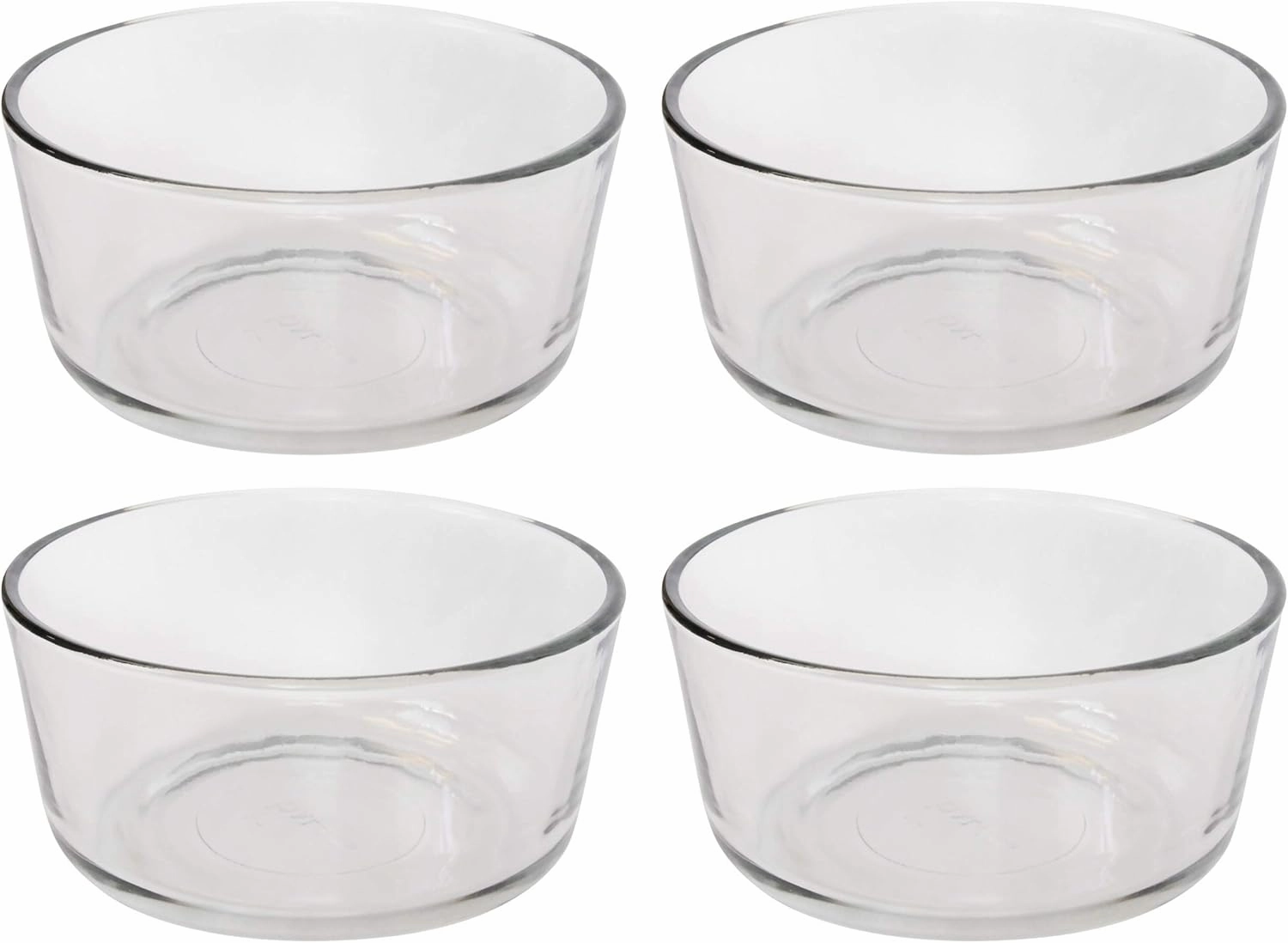 Pyrex Simply Store 7201 4-Cup Round Clear Glass Food Storage Bowls - 4 Pack Made in the USA