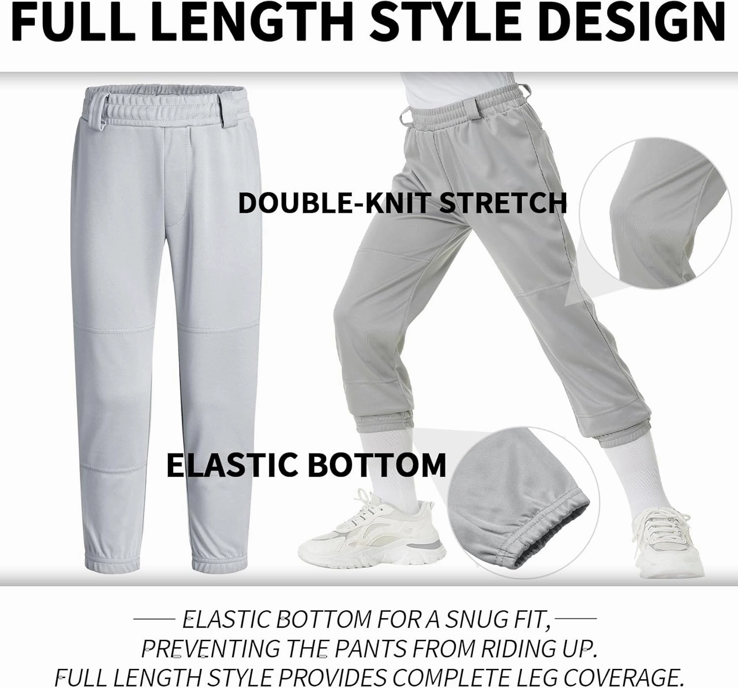 QBK 2T/3T/4T/5T to Youth Toddler Boys Baseball Pants Girl Softball Pants Kids Tee Ball Pants with Side Piping/Braid
