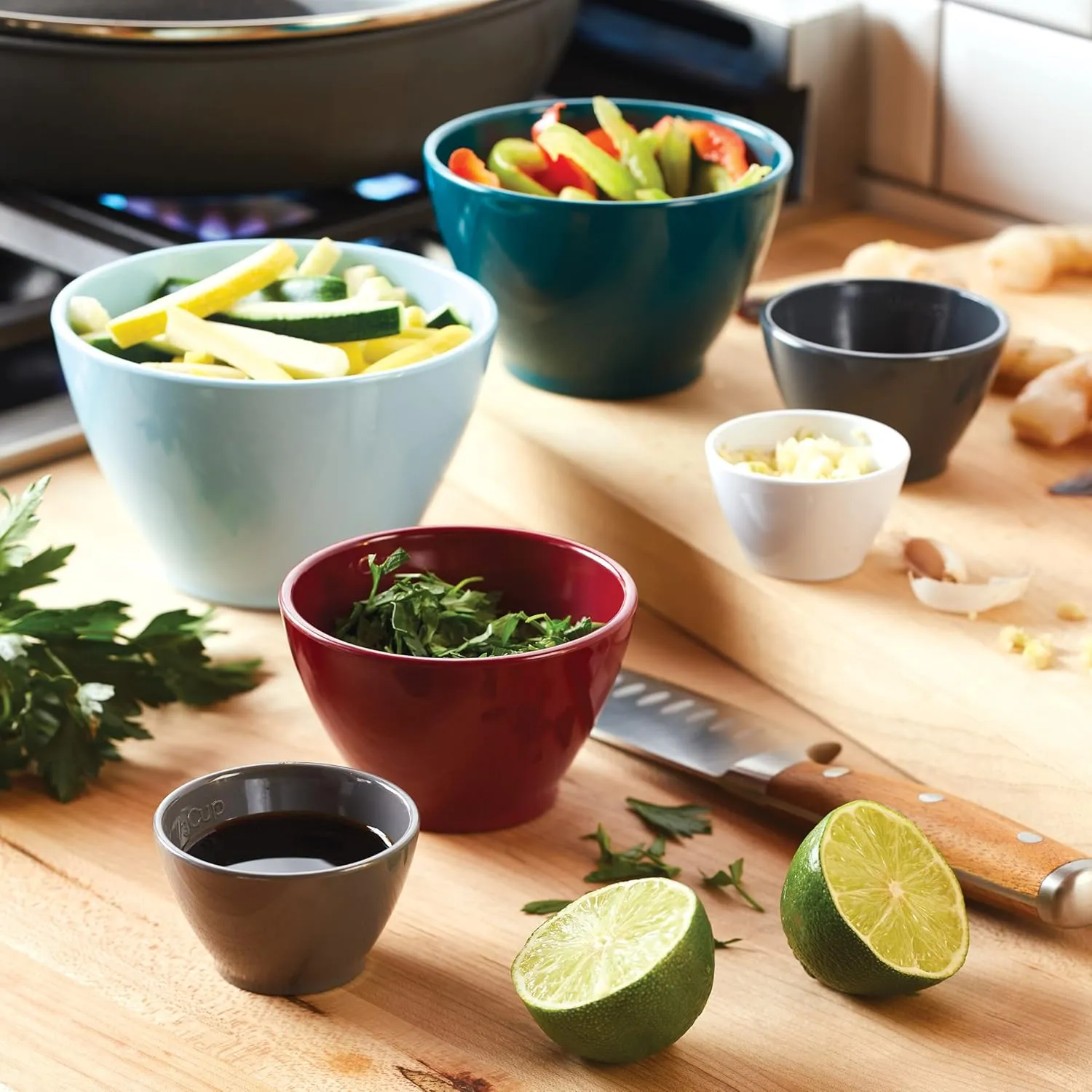 Rachael Ray Tools and Gadgets Nesting/Stackable Measuring Cups Set, 6 Piece - Assorted Colors