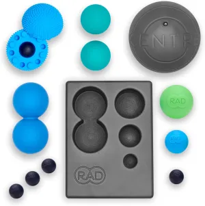 RAD Yoga Bundle for Myofascial Release, Muscle Recovery, & Relaxation – Includes Multi-Use Yoga Block, Neuro Ball Foot Roller, Peanut & Massage Balls in Multiple Sizes & Densities