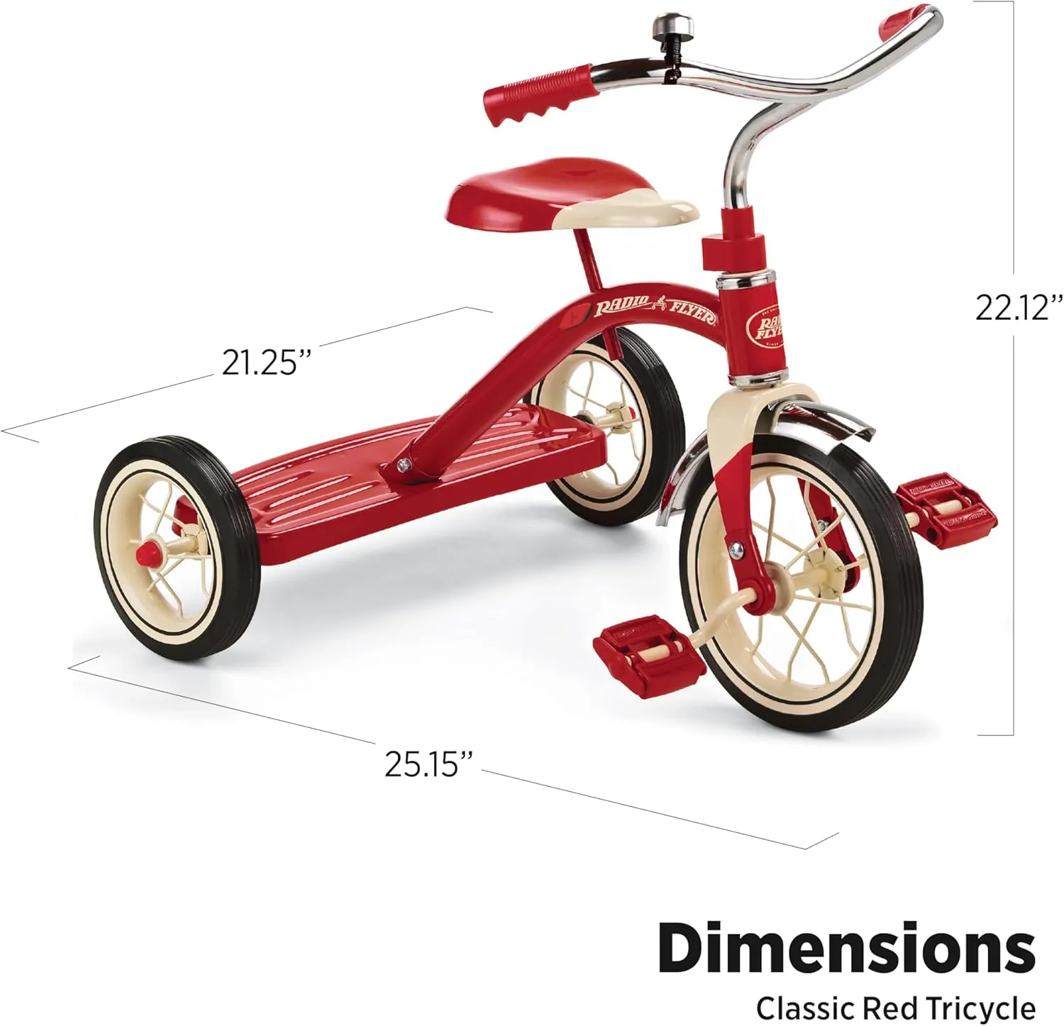 Radio Flyer Classic 10 Inch Toddler Tricycle with Rubber Tires and Steel Frame, Red