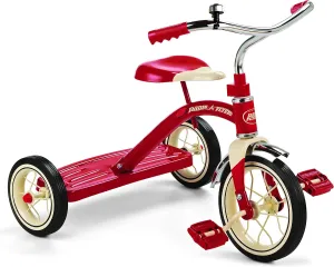Radio Flyer Classic 10 Inch Toddler Tricycle with Rubber Tires and Steel Frame, Red