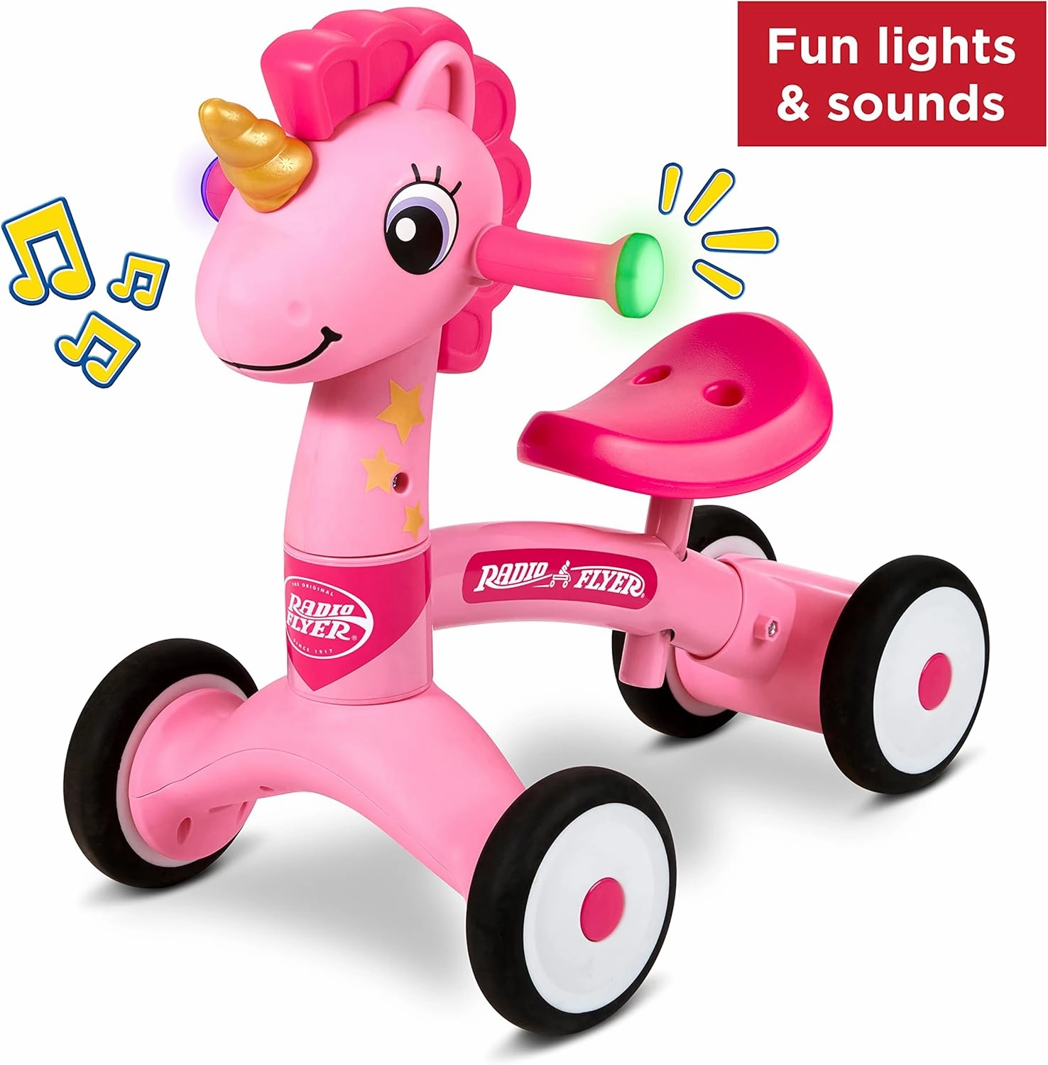 Radio Flyer Lil' Racers: Sparkle The Unicorn Ride on Toy, for Ages 1-3,Pink