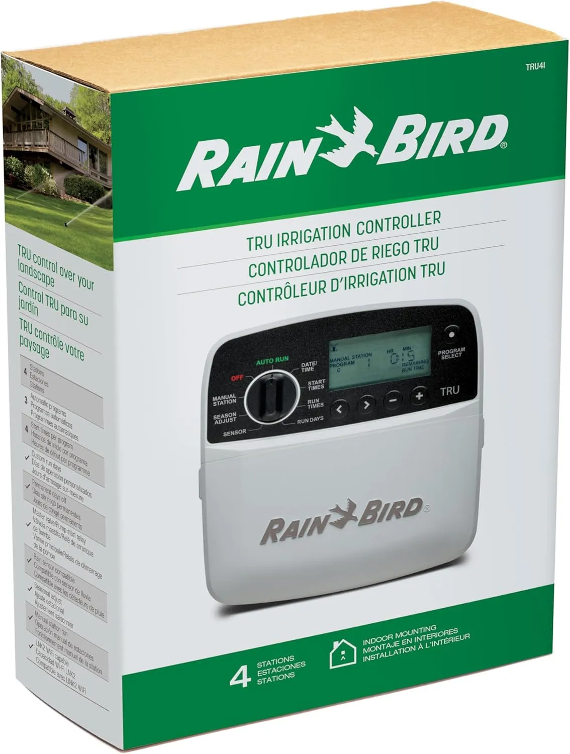 Rain Bird TRU4I Program-Based Indoor Irrigation Sprinkler Controller/Timer, WiFi Ready, 4-Zone/Station