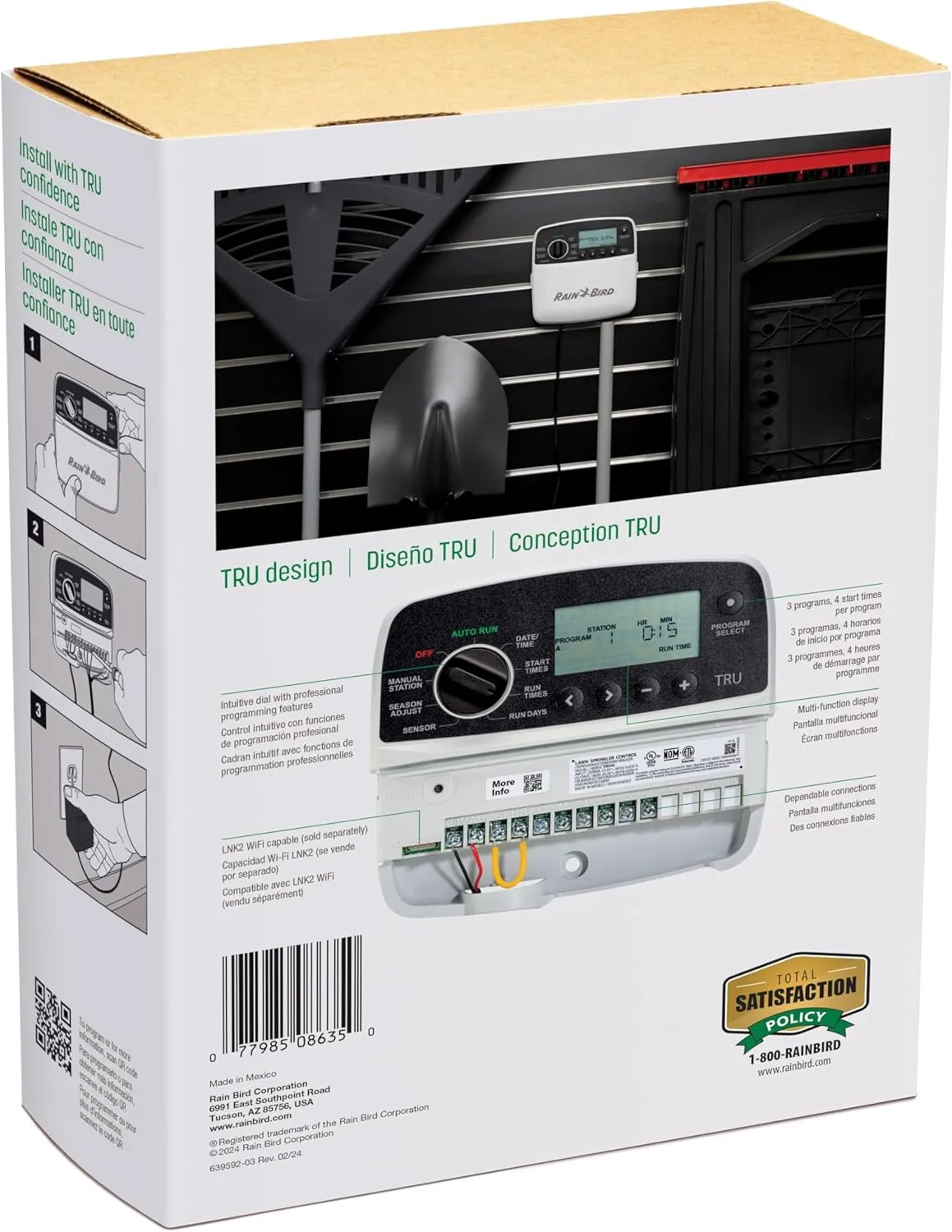Rain Bird TRU4I Program-Based Indoor Irrigation Sprinkler Controller/Timer, WiFi Ready, 4-Zone/Station