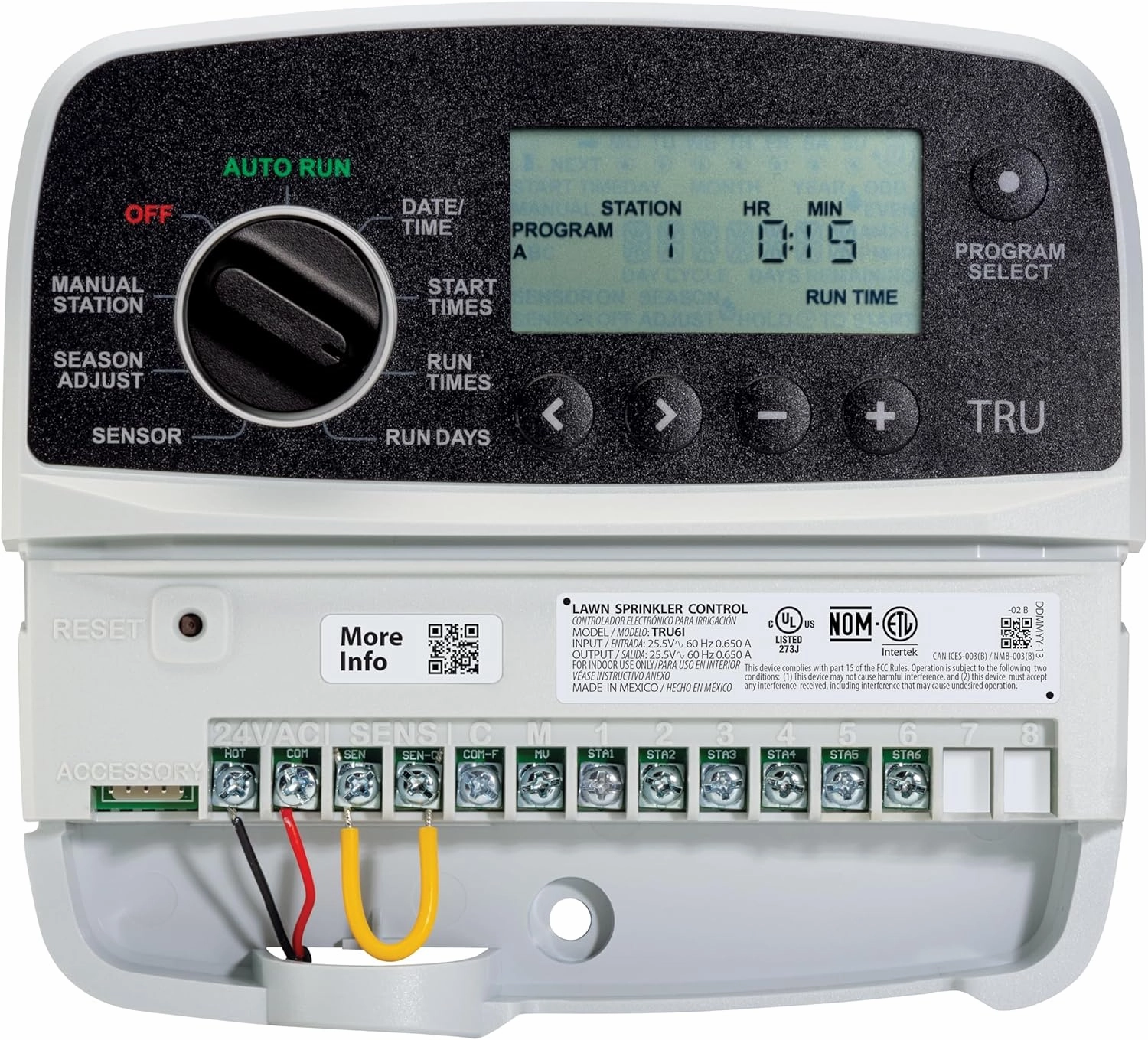 Rain Bird TRU6I Program-Based Indoor Irrigation Sprinkler Controller/Timer, WiFi Ready, 6-Zone/Station