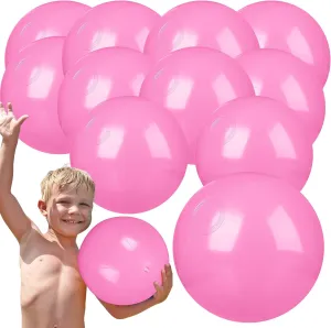 Raiten 12 Pcs Beach Ball Inflatable Beach Balls Large Inflatable Ball Floating Ball for Swimming Pool Party Favors Outdoor Activities Summer Birthday Party Supplies (Light Pink,12 Inch)