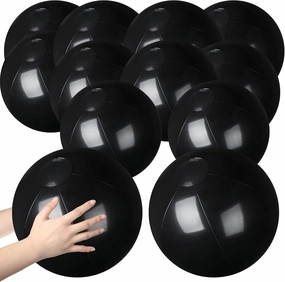 Raiten 24 Pcs 12 Inch Black Beach Ball Bulk Large Inflatable Ball Floating Ball for Swimming Pool Party Favors Summer Outdoor Activities Birthday Party Supplies