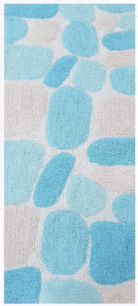 Ramanta Home 100% Cotton Pebble Stone Bath Runner - Aqua Turquoise, Super Soft Non Slip Water Absorbent Bath Rug for Bathroom, Kitchen, Bath Tub, Machine Washable Cotton Rug Runner - 24x60 Inch