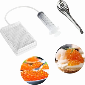 Rapid Caviar Maker Kit Caviar Spherification Tool Hole Spherification Dropper Gastronomy Kit 96 Roe Sauce Dispenser Strainer Tools with Spoon & Syringe