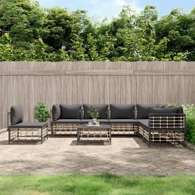 Rattan Outdoor Furniture,broyhill Outdoor Furniture,8 Piece Patio Lounge Set with Cushions Anthracite Poly RattanSuitable for Outdoor Courtyard Leisure