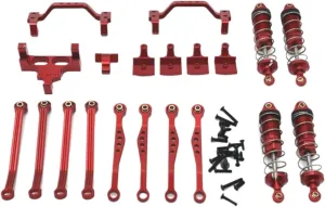 RC Car Accessories for Wpl 1/16 for C64 C64-1 C74-1 1/10 RC Car Upgrade Parts Metal Shock Absorber for Chassis Link Rod Pull Rod Mount Shock Mount Set(Red)