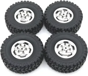 Rc Car Wheel Rim Tire Compatible with MN for MN82 LC79 for MN78 D90 D91 1:12 Plastic Wear-Resistant Wheel Rims Tyre Wear-Resistant Rc Wheel Rims Tyre(Silver)