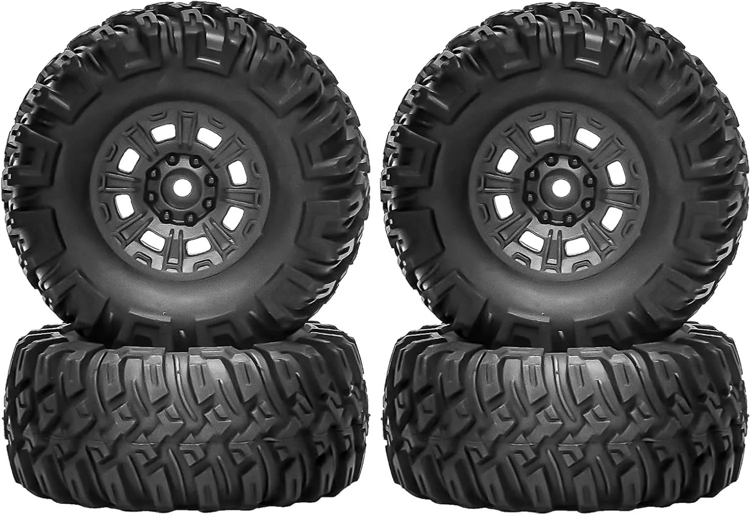 Rc Car Wheel Rim Tire Compatible with Traxxas for TRX4 D90 D110 for Axial for SCX10 for MST 1/10 RC Crawler Car 110mm 1.9" Beadlock Wheel Rim Rubber Tire Set